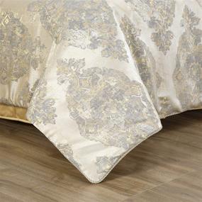 img 2 attached to 12-Piece Jacquard Damask Comforter Bed in a Bag Set - Luxury Queen Size Bedding with Bed Skirt, Euro Shams and Decorative Pillows for All Seasons (Queen, Rome) by TOPLUXE