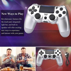 img 1 attached to 🎮 Silver Wireless Controller for PS4 - Remote Joystick for PS4 with Charging Cable and Dual Motors, 2021 New Release