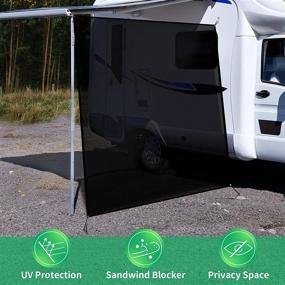 img 3 attached to 🏕️ Боковая тень для автофургона RVINGPRO RV, 9' X 7' черная сетка от солнца для капюшона прицепа для кемпинга, УФ-блокатор солнечных лучей - полный комплект