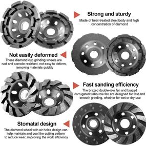 img 2 attached to 💎 Efficient Diamond Cup Grinding Wheel Set - 4-1/2 Inch 644030 Double Row & 4 Inch 12-Segment Turbo Row for Angle Grinder Polishing and Cleaning Stone (Black)