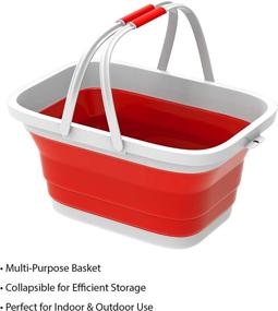 img 2 attached to Red Collapsible Basket by Lavish Home - Space Saving Pop Up Handbasket for Supplies, Dishes, Drinks, and More - Foldable Multiuse Carrying/Storage Bin