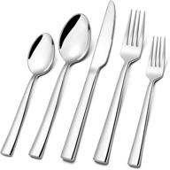 🌟 spotless shine guaranteed: 60-piece stainless steel flatware set, dishwasher safe logo