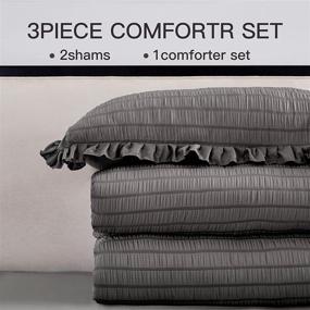 img 1 attached to 🛏️ Evelina Kids' Bedding Twin Comforter Set - Grey Seersucker Twin Bedding - Twin Comforter with Pillow Shams - Microfiber-Luxury Hotel Quality - Grey