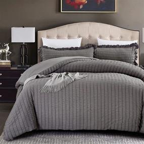 img 3 attached to 🛏️ Evelina Kids' Bedding Twin Comforter Set - Grey Seersucker Twin Bedding - Twin Comforter with Pillow Shams - Microfiber-Luxury Hotel Quality - Grey