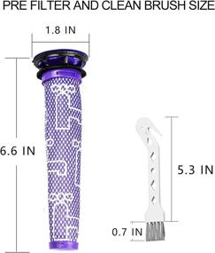 img 1 attached to 🔍 Набор сменных фильтров для пылесоса Dyson V6 V7 V8 DC58 DC59: 3 фильтра + 1 щетка для чистки - Заменяют 965661 01.