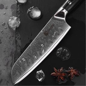 img 2 attached to 🔪 DDAUOSG 7-Inch Santoku Chef Knife - Professional Scalloped Hollow Edge Japanese VG10 Damascus 67 Layer Steel Blade with Ultra Sharp Edge & G-10 Ergonomic Handle