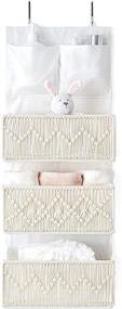 img 4 attached to 🏠 Mkono Macrame Over The Door Organizer: Stylish Boho Decor with 3 Large Woven Pockets and 2 Small Pockets - Perfect for Home, Bedroom, Kitchen, Closet, Dorm, Nursery!