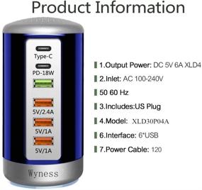 img 1 attached to 6 Port Desktop Charger，USB Hub Charging Station(4X USB Type C QC3 Portable Audio & Video