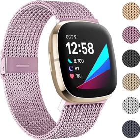 img 4 attached to 🏆 Bозалы HAPAW: Премиальный нержавеющий стальной заменитель для Fitbit Sense/Versa 3 c магнитным замком - стильный спортивный браслет для мужчин и женщин