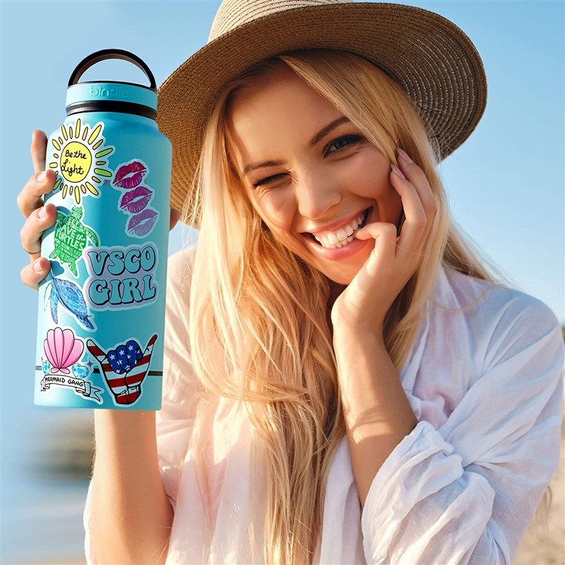 50pcs Pink Stickers Hydro Flask Good Vibes Decal Teen Cute Positivity Vsco  Girl