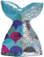 🧜 iscream mermazing mermaid tail 19" reversible sequin soft fleece back accent pillow: a magical addition to your home decor logo