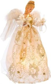 img 4 attached to 🎄 Kurt Adler UL 10-Light 12" Ivory and Gold Angel Treetop - Elegant Christmas Tree Decoration