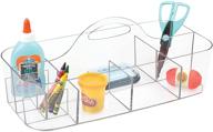 🎨 mdesign x-large clear plastic portable craft storage organizer caddy tote with handle for craft, sewing, art supplies – holds paint brushes, colored pencils, stickers, glue logo