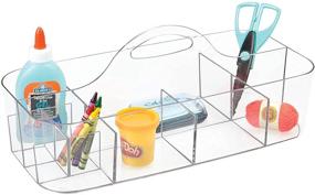 img 4 attached to 🎨 mDesign X-Large Clear Plastic Portable Craft Storage Organizer Caddy Tote with Handle for Craft, Sewing, Art Supplies – Holds Paint Brushes, Colored Pencils, Stickers, Glue