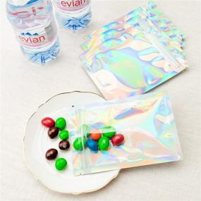 img 2 attached to 🌈 Cherodada 100 Pcs Smell Proof Holographic Ziplock Bags for Safe Food Storage & Party Favors (3x4 Inch)