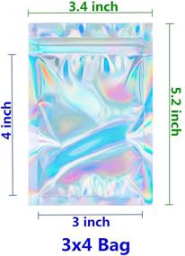 img 3 attached to 🌈 Cherodada 100 Pcs Smell Proof Holographic Ziplock Bags for Safe Food Storage & Party Favors (3x4 Inch)