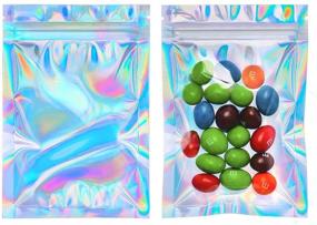 img 4 attached to 🌈 Cherodada 100 Pcs Smell Proof Holographic Ziplock Bags for Safe Food Storage & Party Favors (3x4 Inch)