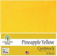 🍍 vibrant pineapple yellow cardstock - 12 x 12 inch - heavyweight 65lb cover - pack of 25 sheets - clear path paper logo