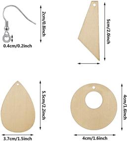 img 2 attached to Unfinished Wooden Earring Pendants Set of 60 - Teardrop and Tapered Cutout Shapes with Earring Hooks and Jump Rings for DIY Craft Jewelry Making