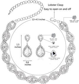 img 2 attached to Набор женских свадебных украшений с кристаллами и стразами: стильное ожерелье-чокер, корона-диадема, браслет-цепочка и серьги с подвесками в виде слез - идеально для свадебной вечеринки