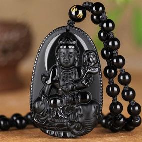 img 3 attached to 📿 Exquisite c1lint7785631 Jade Buddha Pendant Necklace: A Divine Obsidian Talisman