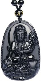 img 4 attached to 📿 Exquisite c1lint7785631 Jade Buddha Pendant Necklace: A Divine Obsidian Talisman