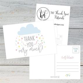 img 1 attached to 🌧️ 50 4x6 Rain Clouds Blank Thank You Postcards Bulk: Modern Baby Shower Sprinkle, Rainbow Showered With Love Note Cards for Wedding, Bridesmaid, Religious, Holiday Stationery