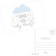 🌧️ 50 4x6 rain clouds blank thank you postcards bulk: modern baby shower sprinkle, rainbow showered with love note cards for wedding, bridesmaid, religious, holiday stationery logo