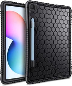 img 4 attached to 📱 Fintie Silicone Case for Samsung Galaxy Tab S6 Lite 10.4'' 2020 - [S Pen Holder] Honey Comb Series: Kids Friendly, Shock Proof Cover, Black