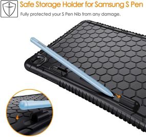 img 2 attached to 📱 Fintie Silicone Case for Samsung Galaxy Tab S6 Lite 10.4'' 2020 - [S Pen Holder] Honey Comb Series: Kids Friendly, Shock Proof Cover, Black