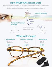 img 1 attached to 👓 MODFANS Computer Reading Glasses for Women - Blue Light Shield, Anti-Blue Light UV Protection, Classic Round Frame, Low Color Lens