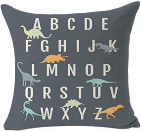 img 2 attached to 🦖 Dinosaur ABC Cotton Linen Throw Pillow Cushion Sofa Decorative Square - 18x18 inch Wedding Birthday Decoration (H)