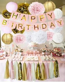 img 4 attached to Розовая и золотая декорация для вечеринки по случаю дня рождения: полный комплект для празднования первого дня рождения девочки