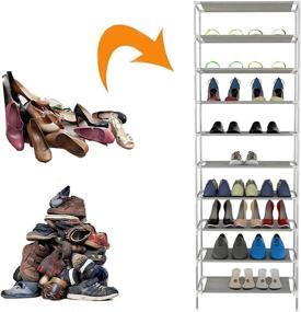 img 3 attached to 👠 Oanon 10 Tiers Shoe Rack: Easy Assembly, Sturdy Shoe Tower Stand for Efficient Shoe Storage