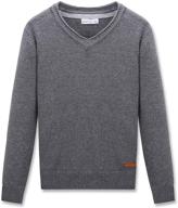 👕 cunyi boys' v neck cotton sweater: comfortable pullover for stylish elegance logo