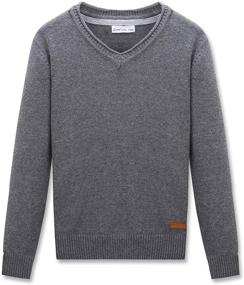 img 4 attached to 👕 CUNYI Boys' V Neck Cotton Sweater: Comfortable Pullover for Stylish Elegance