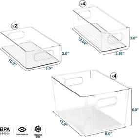 img 3 attached to 🧊 Clear Fridge Organizer Bins Set - 10 Piece Plastic Organizer - Efficient Storage for Freezer & Refrigerator, with Handles - Clear Freezer & Fridge Organization Solution