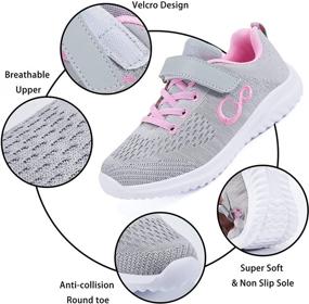 img 1 attached to 👟 Aomigoct Toddler Shoes Boys Girls Sneakers with Strap Non Slip Tennis Shoes Breathable Athletic Sneakers for Boys Comfortable Lightweight Walking Shoes