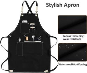 img 3 attached to 👨 Water-Resistant Canvas Cross Back Adjustable Chef Apron for Men and Women