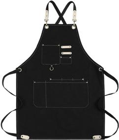 img 4 attached to 👨 Water-Resistant Canvas Cross Back Adjustable Chef Apron for Men and Women