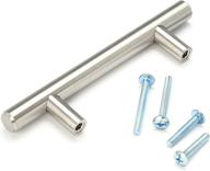 🚪 30-pack solid brushed nickel cabinet pulls: euro style stainless steel kitchen hardware with 3-inch hole center, 5-inch length drawer handles logo