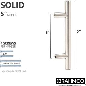 img 2 attached to 🚪 30-Pack Solid Brushed Nickel Cabinet Pulls: Euro Style Stainless Steel Kitchen Hardware with 3-inch Hole Center, 5-inch Length Drawer Handles