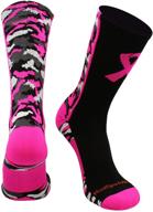 🎗️ stay stylish and support breast cancer awareness with madsportsstuff pink ribbon camo athletic crew socks (available in multiple colors) logo