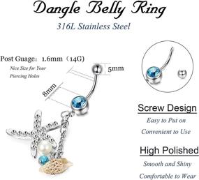 img 3 attached to 💎 Top-rated Besteel Surgical Steel Dangle Belly Button Rings: 10 High-Quality Pieces for Women and Girls