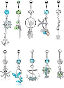 img 4 attached to 💎 Top-rated Besteel Surgical Steel Dangle Belly Button Rings: 10 High-Quality Pieces for Women and Girls