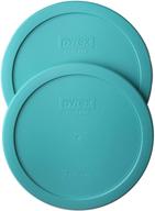 🔵 pyrex bundle: 2 items - 7-cup turquoise plastic storage lids - 7402-pc logo