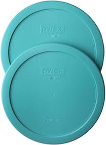 img 1 attached to 🔵 Pyrex Bundle: 2 Items - 7-Cup Turquoise Plastic Storage Lids - 7402-PC