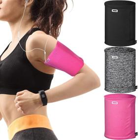 img 4 attached to 📱 3-Piece Phone Armband Set - Running, Walking, Hiking, Jogging, and Travel Cell Phone Holder Sleeve for Arm Bands