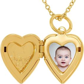 img 1 attached to 💛 24k Gold Plated Tiny Heart Locket Necklace by LIFETIME JEWELRY with Picture Holding Capability