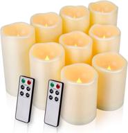 🕯️ waterproof flameless led pillar candles - pack of 9, battery operated логотип